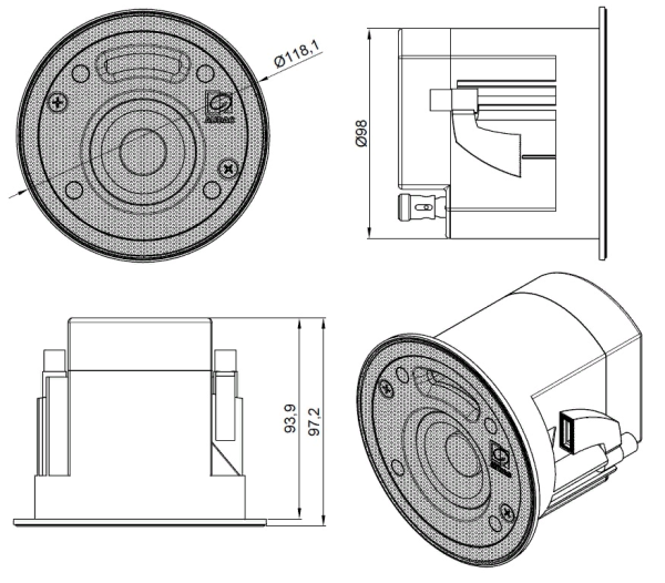 AUDAC CELO2D, широкополосная, потолочная акустическая система